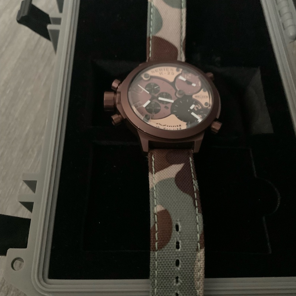 Camo Pattern Watch with Brown Accents